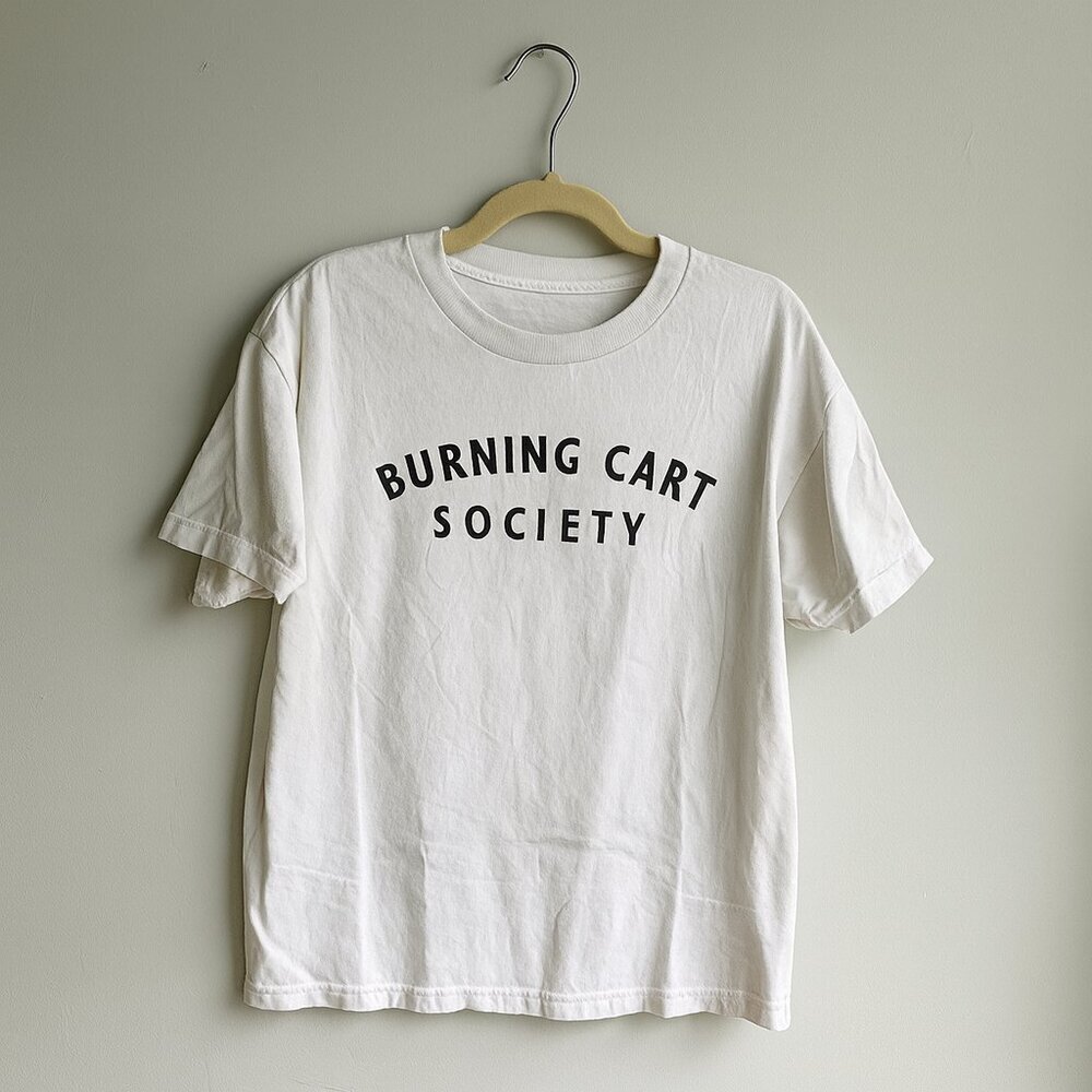 Burning Cart Society Golf T-Shirt – Alstyle Classic Blank – White – Size M​​​